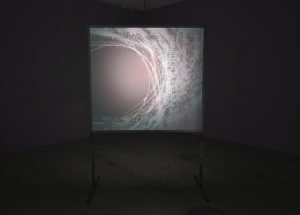 Archive, medium on paper 120 x 130, sanded steel stand, 2019