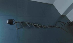 Myria, welded and sanded steel, led-lamp, extension cord, 220 x 30 x 20cm, 2020