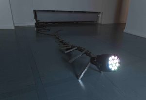 Myria, welded and sanded steel, led-lamp, extension cord, 220 x 30 x 20cm, 2020