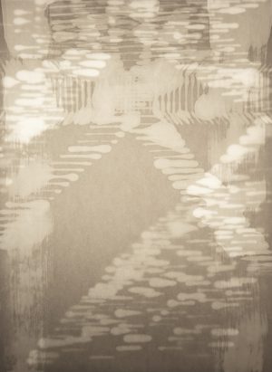 Collision, medium on paper, light, 40 x 30, 2017
