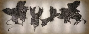 Ylistäjät, ink and pine tar on paper, light box, 350 x 150, 2013