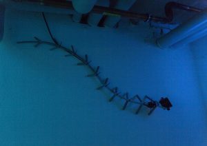 Myria II, welded and sanded steel, led lamp, extension cord, cable tie, 2021
