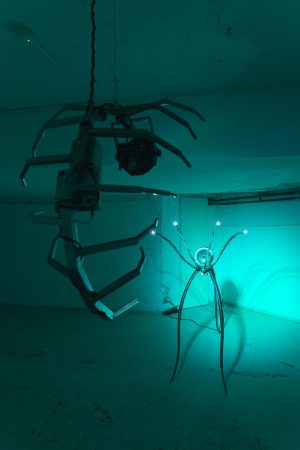 Encounter, interactive sculpture installation, welded and sanded steel, electronics, 2021