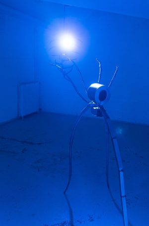 Encounter, interactive sculpture installation, welded and sanded steel, electronics, 2021