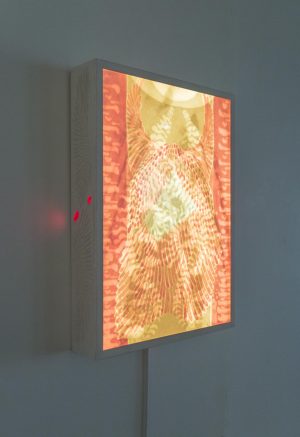 Climb, medium and oil paint on paper, light box, 44x61 cm, 2025 Climb, medium and oil paint on paper, light box, 44x61 cm, 2025